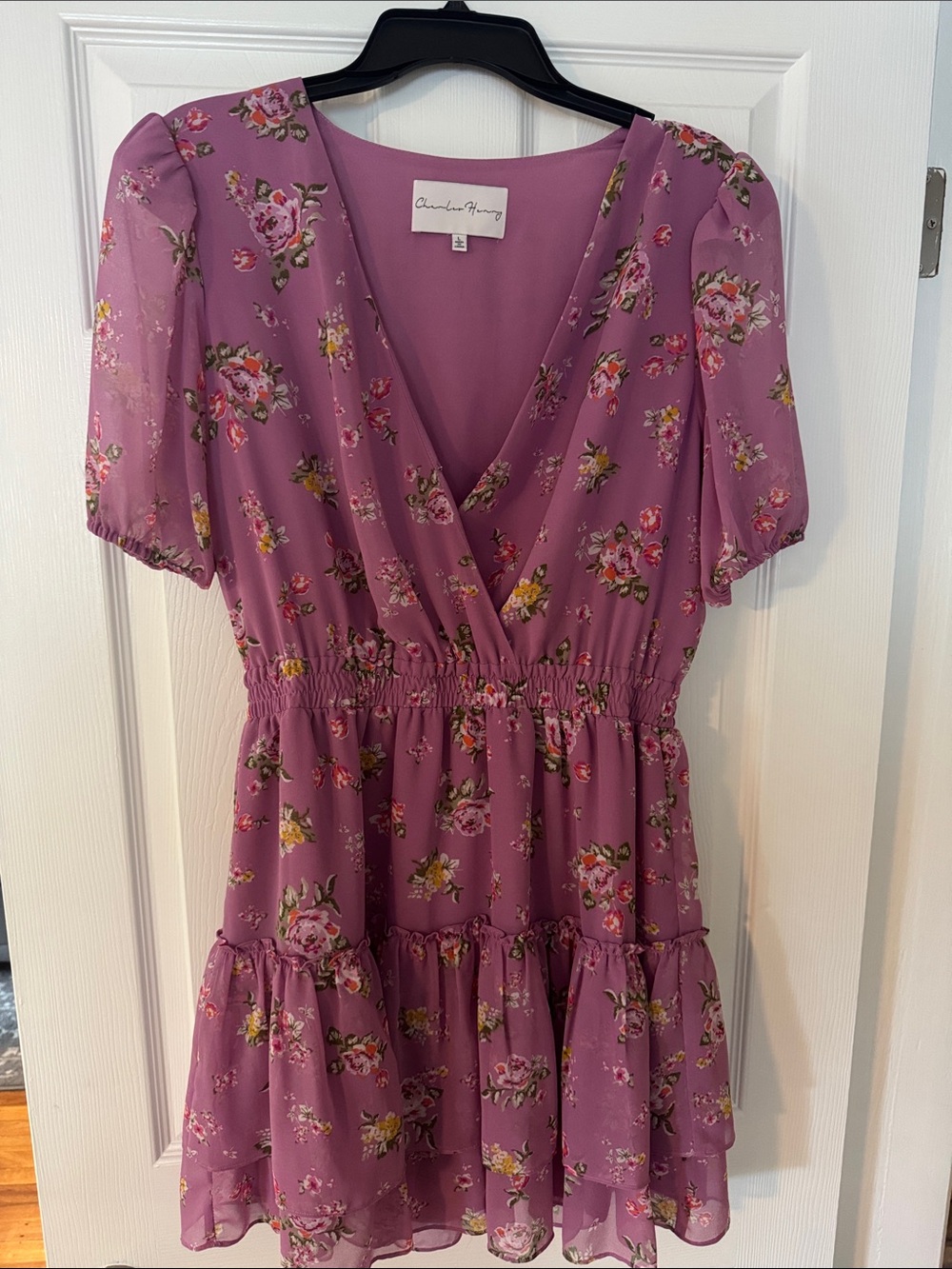 Charles Henry Mauve Floral Mini Dress
